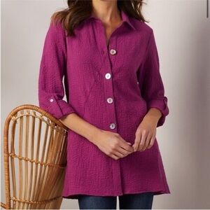 Soft Surroundings Marianna Berry Tunic Top Split Back Lagenlook Whimsigoth Boho